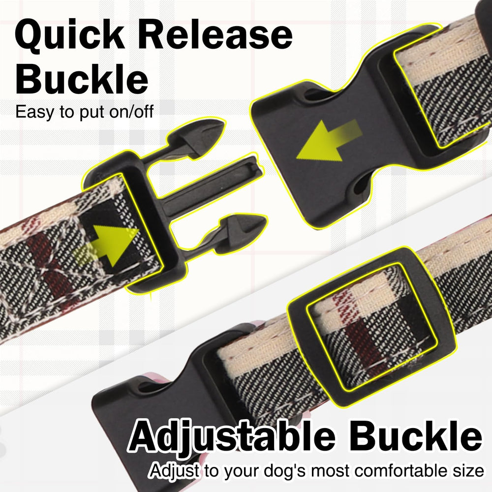 DILLYBUD soft fabric PU-backed collar emphasizes comfort for puppies and small dogs.