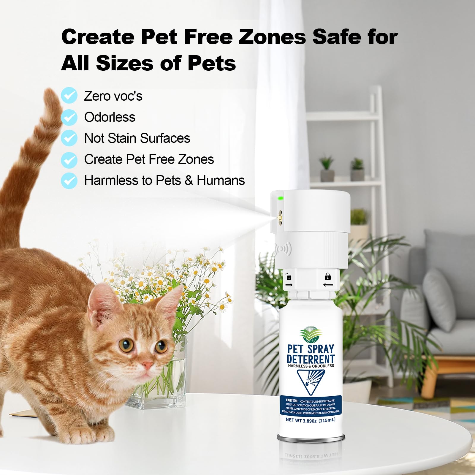 diloqio cat spray deterrent system motion sensor activation highlights quick odorless spray to deter pets