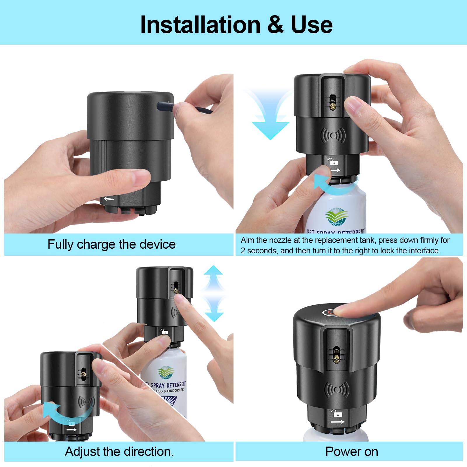 Diloqio indoor outdoor use scene showing portable deterrent for inside and outside.