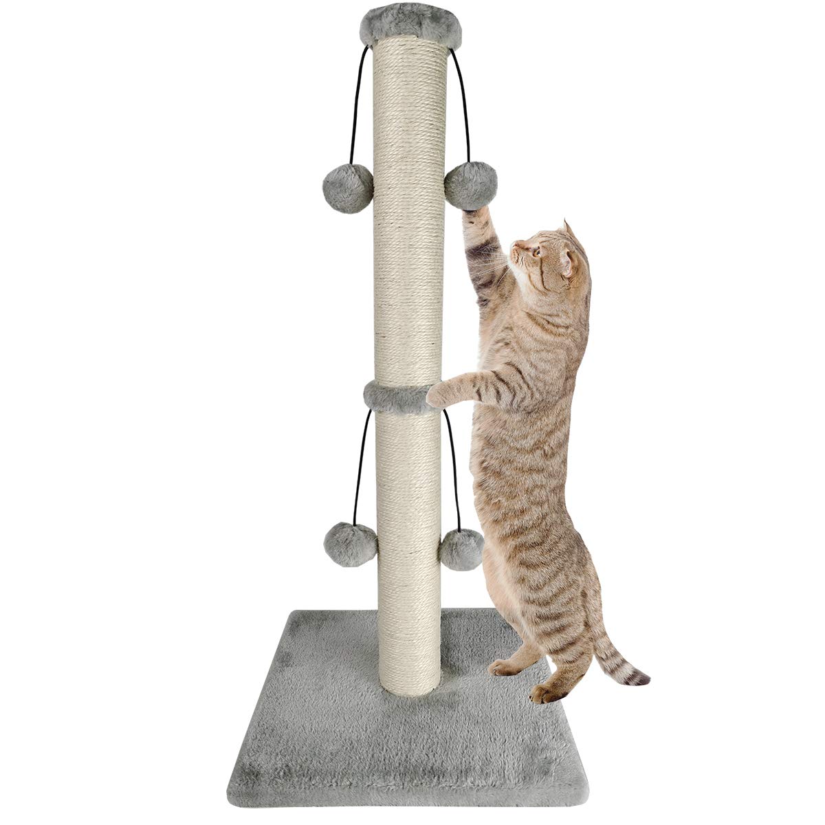 Dimaka 29'' cat scratching post grey with durable sisal rope for scratching.