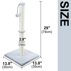 Dimaka 29-inch tall scratching post, side view, ideal for space saving.