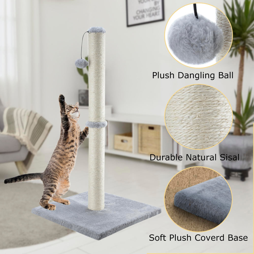 Dimaka 34in sisal post base stability emphasizes anti-tip design.