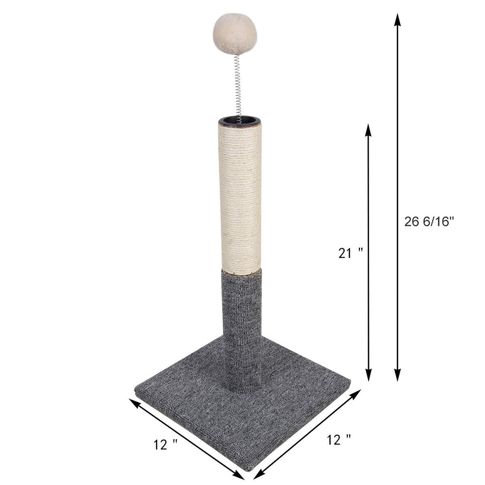 Dimaka cat-scratching-post-sisal-wrapped-tube features natural sisal scratch surface.