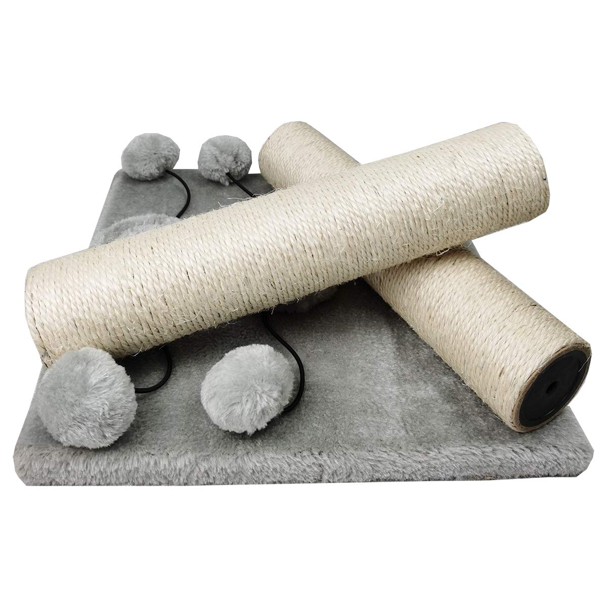 Dimaka grey cat scratching post in use by a cat.