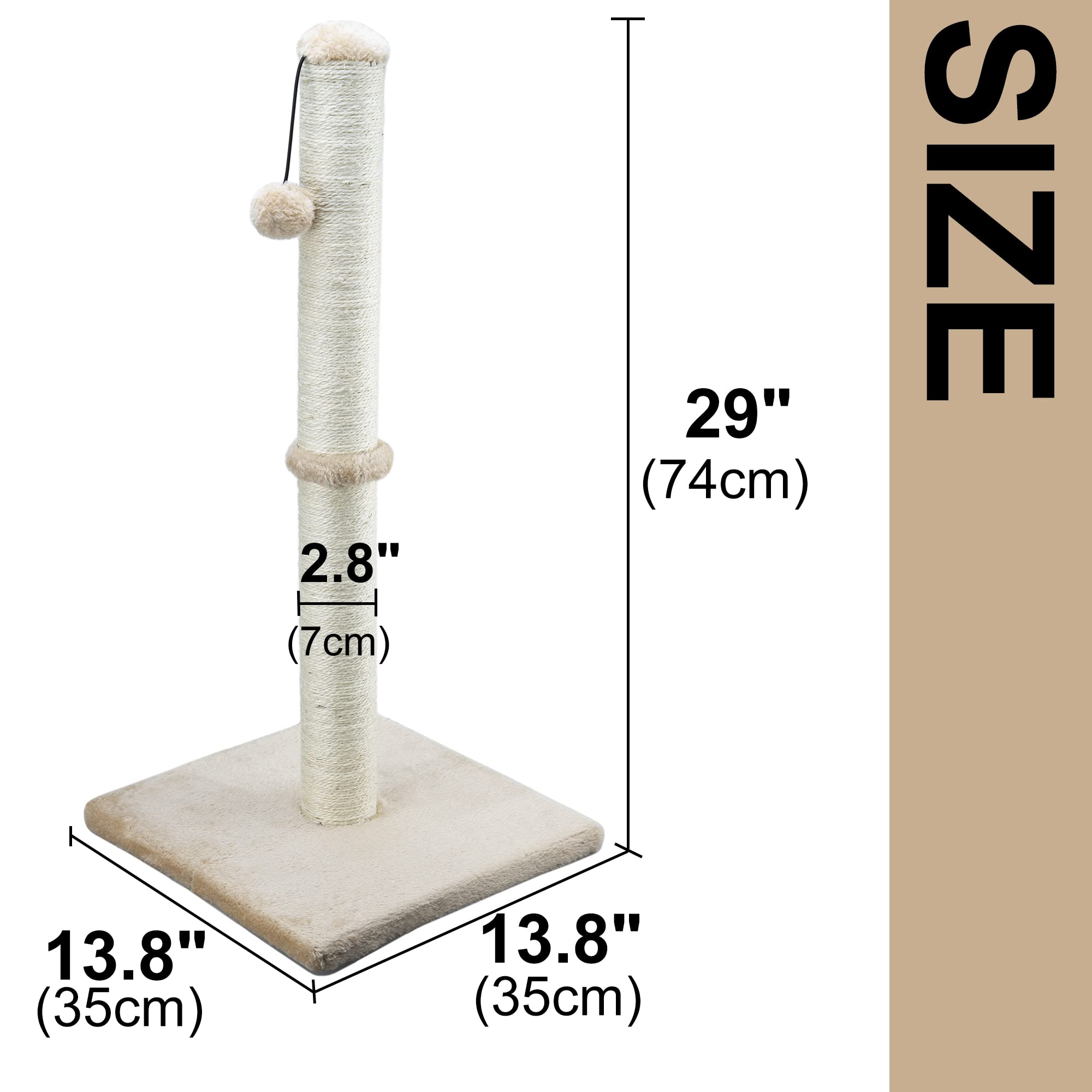 Dimaka sisal rope wrapped post shows natural scratch surface and durability