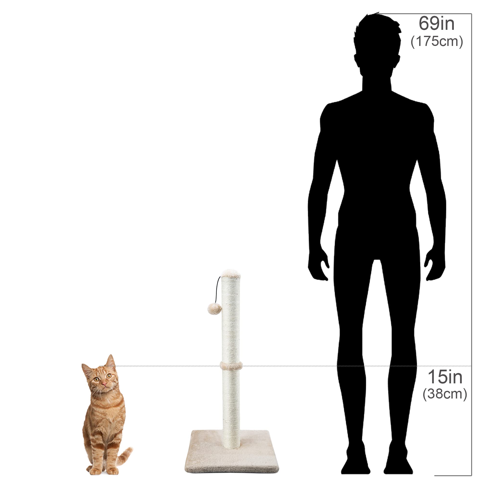 Dimaka vertical scratch post enables full stretch from kitten to adult
