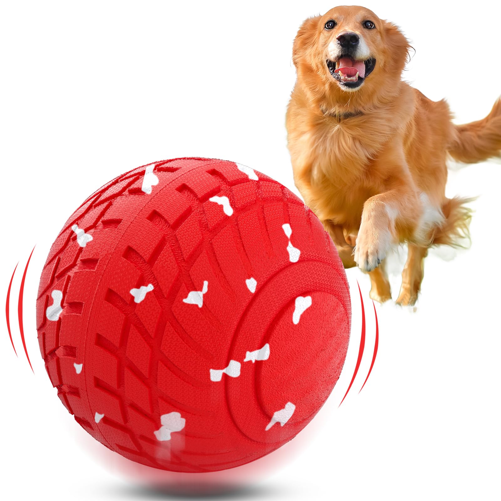Diman interactive dog ball left view shows durable E-TPU shell for long-lasting play.