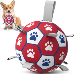 Diman dog soccer ball with straps ideal for fetch and tough outdoor play.