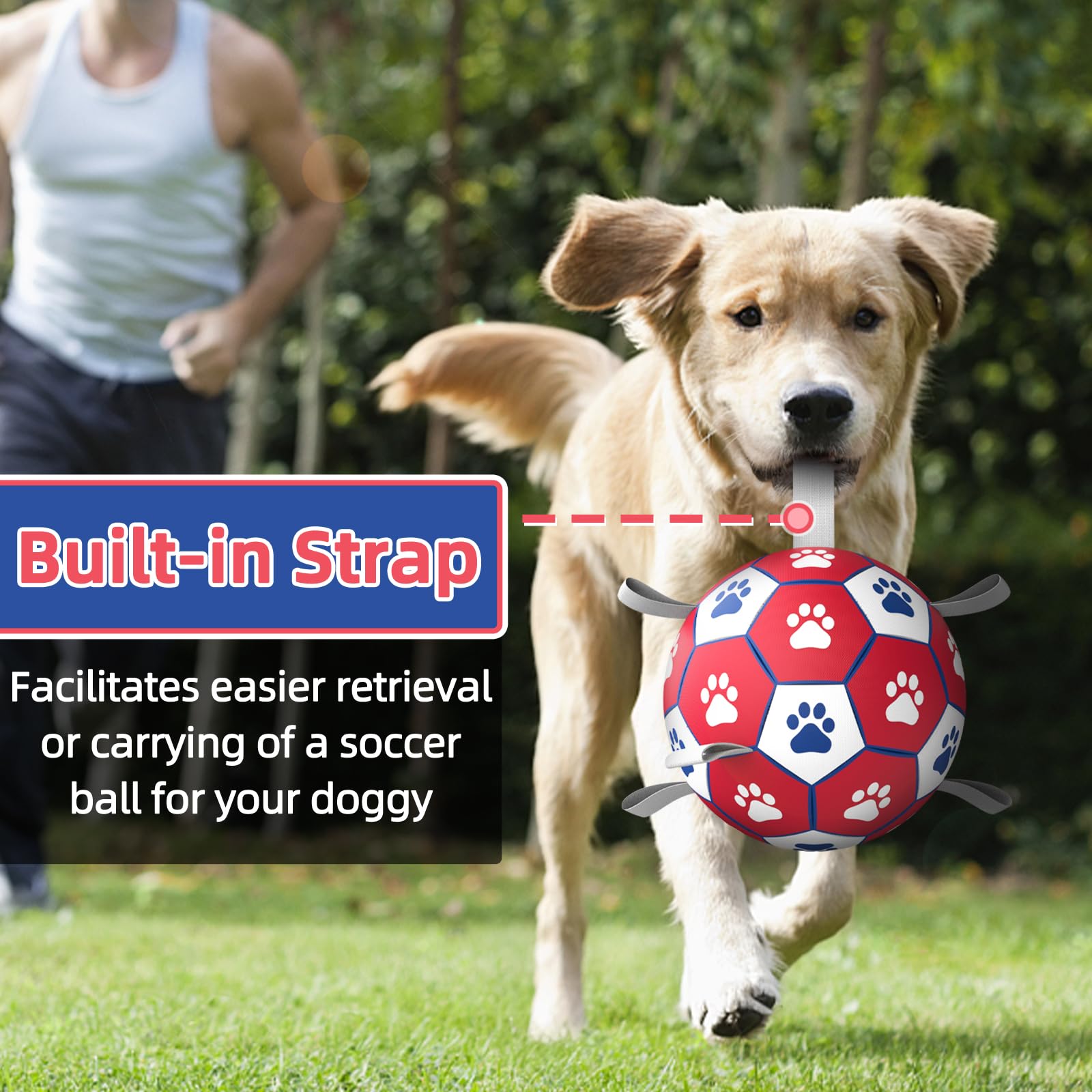 Diman dog soccer ball with hex texture for confident retrieval during games.