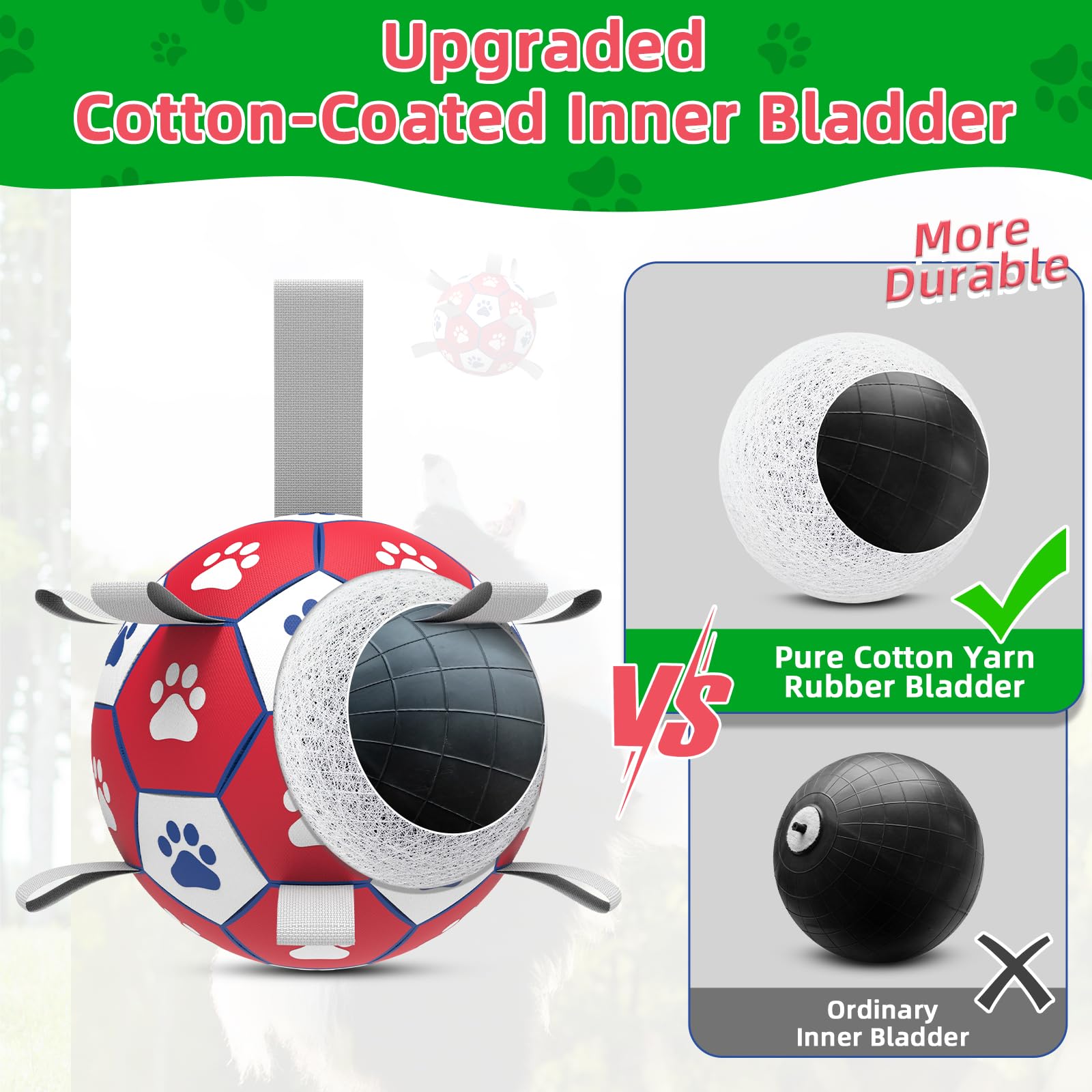 Diman premium dog soccer ball close-up of hex texture for secure grip.