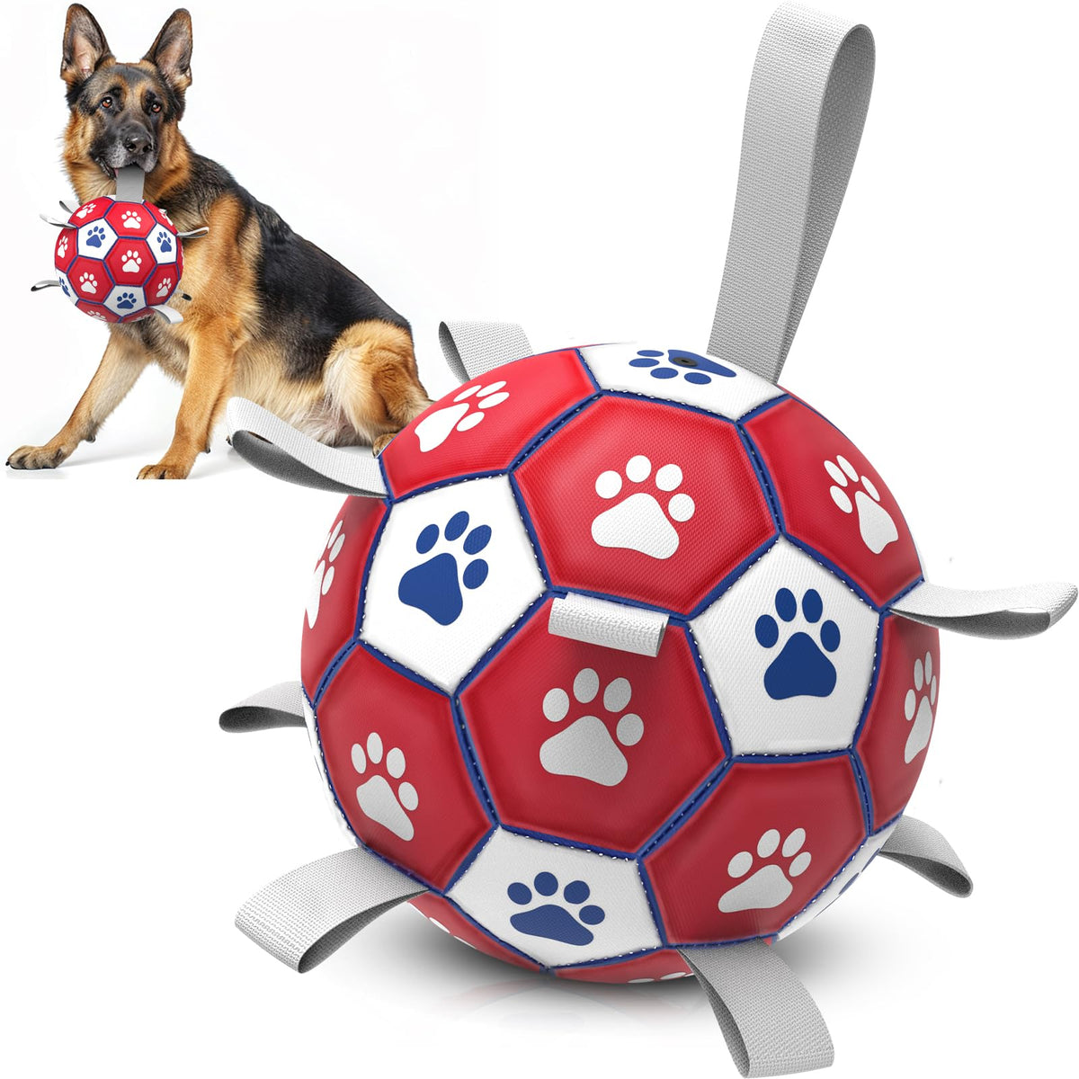Diman premium dog toy ball with nine straps supports tug-of-war play and easy pickup.