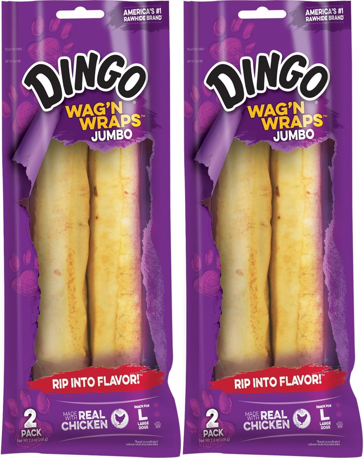 Dingo Wag'n Wraps jumbo pack front view for large dogs