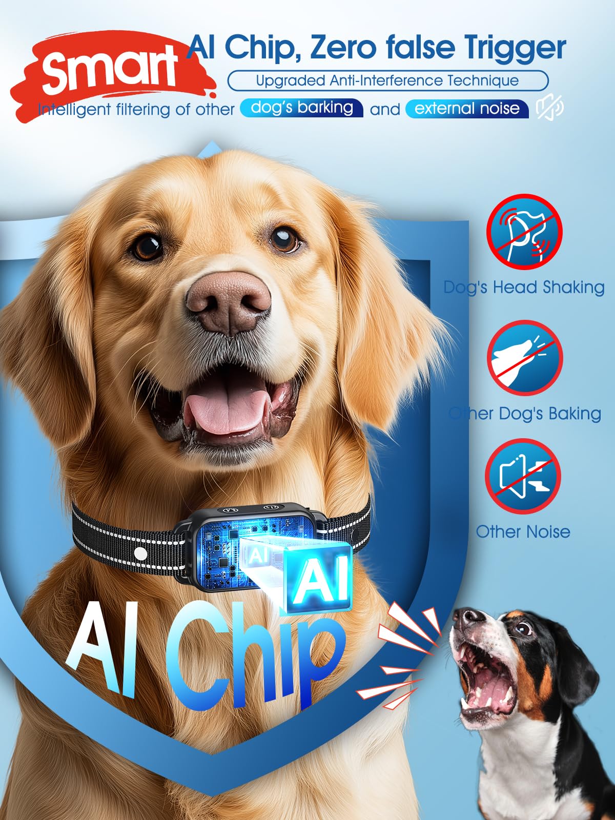 DINJOO AI chip close-up shows precise barking recognition for safer, targeted training