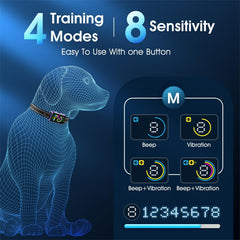 DINJOO bark collar mode selection demonstrates training options to suit your dog's response.