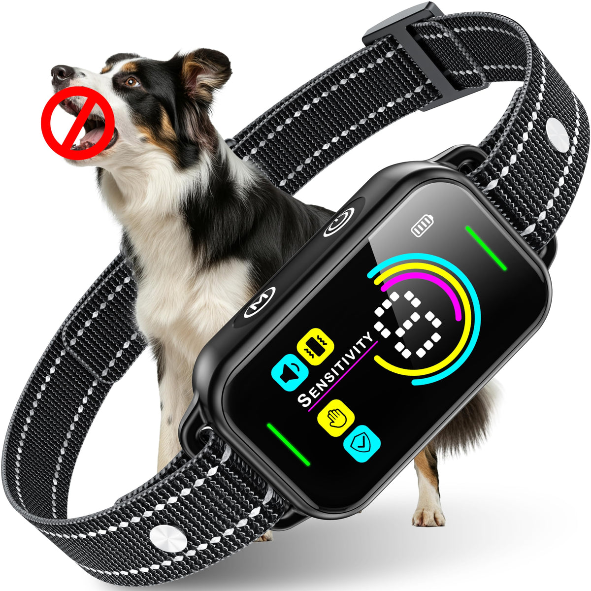DINJOO Smart Bark Collar side view ready for training and quiet sessions