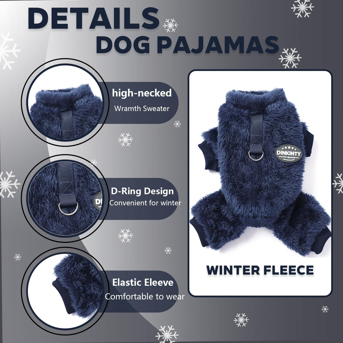 Dinkinty dog sweater stretchy material closeup shows flexible fit for movement.