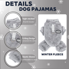 Dinkinty grey jumpsuit on a small dog demonstrates easy movement.
