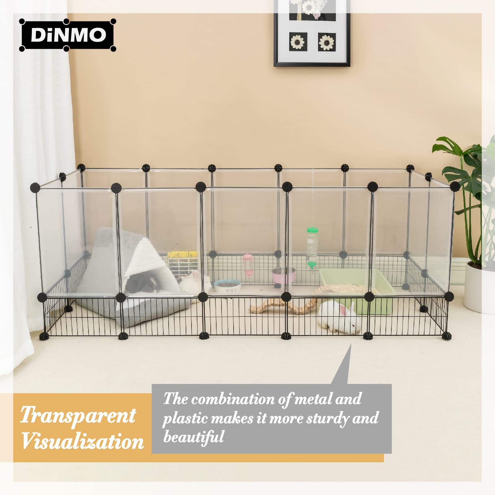DINMO rabbit playpen external PP sheet provides clear visibility for monitoring