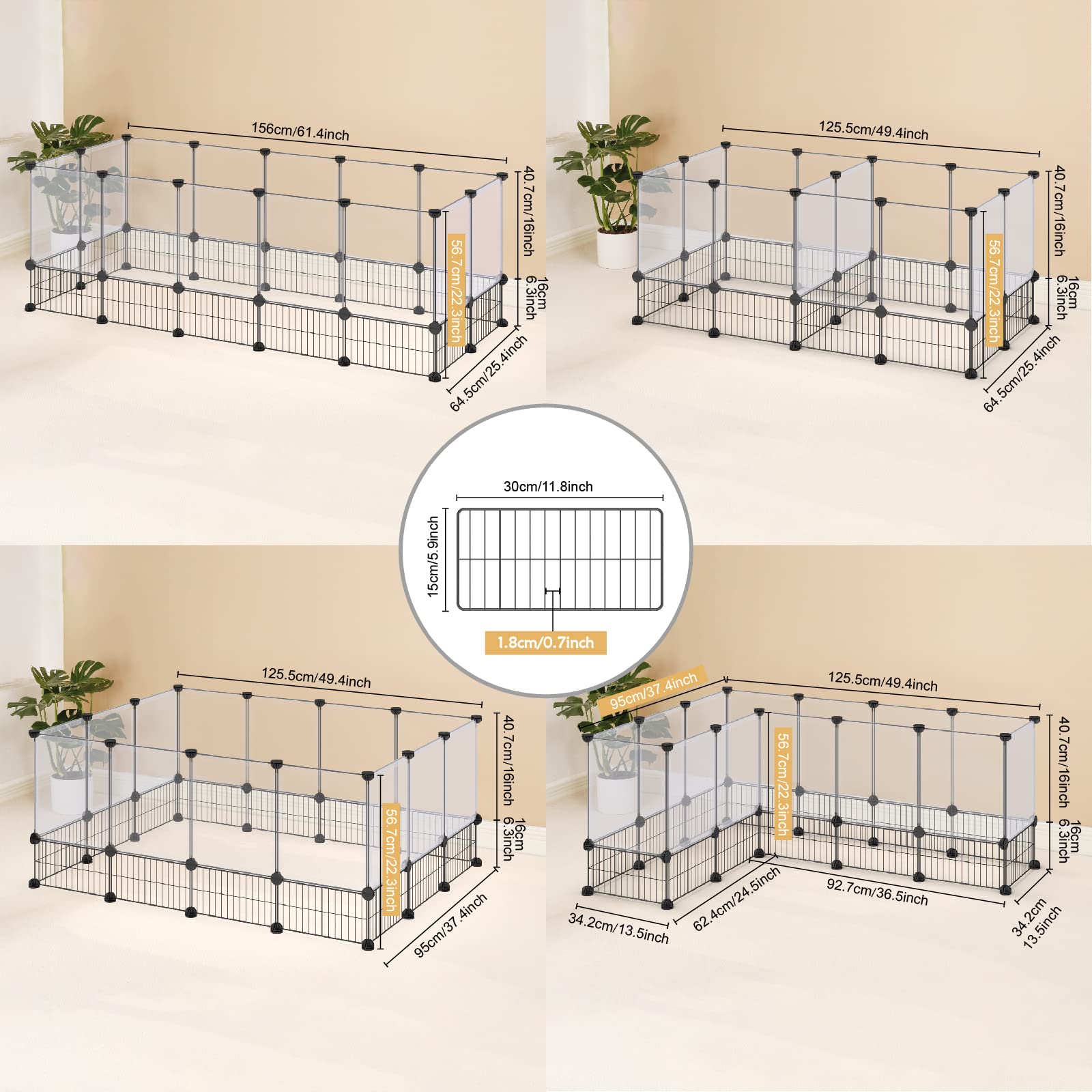 DINMO rabbit playpen non-slip mat protects floors during play