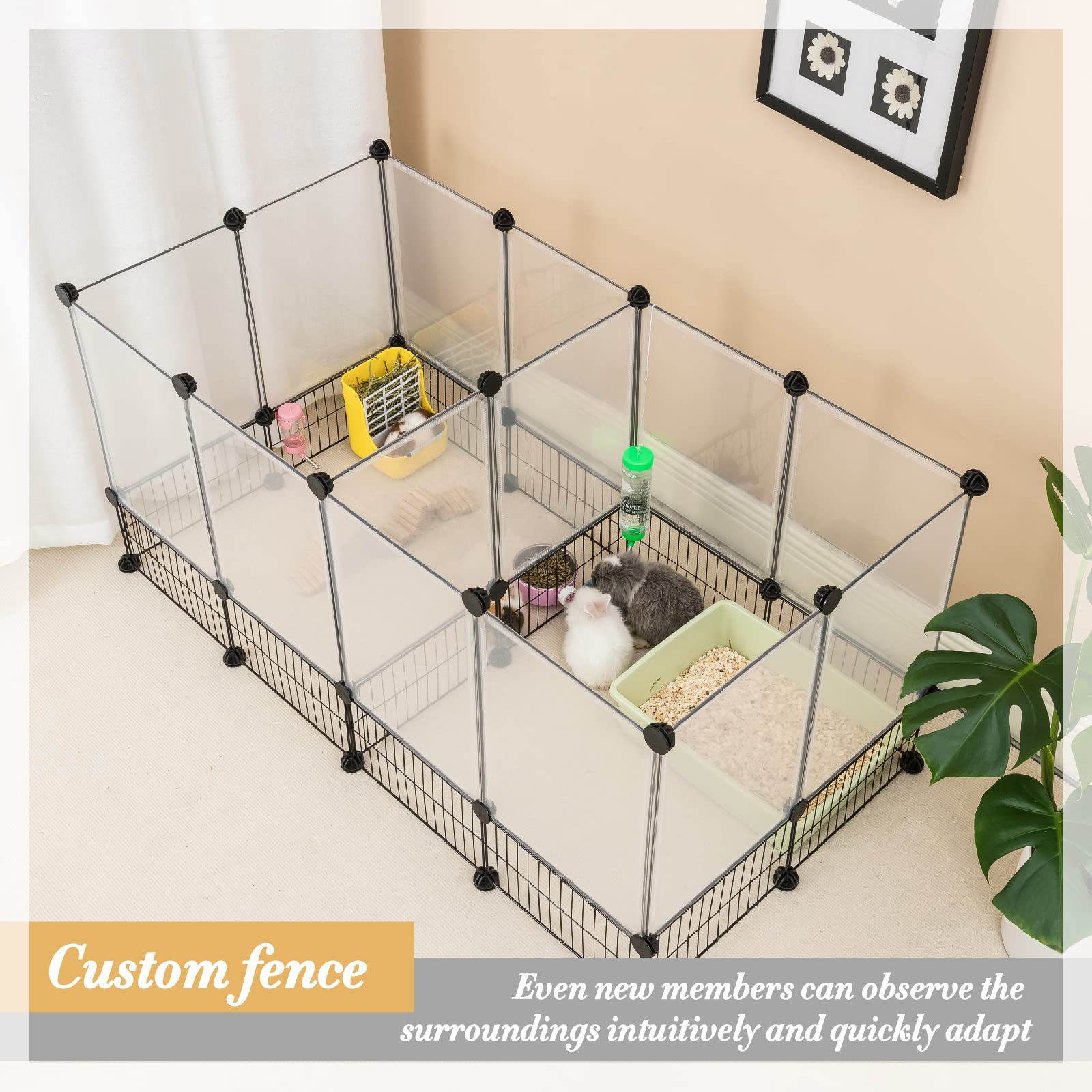 DINMO rabbit playpen wide setup showcases flexible, spacious enclosure