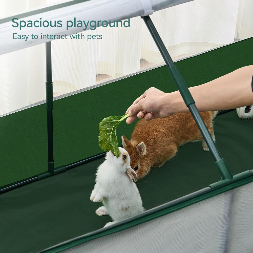DINMO green playpen bottom waterproof cloth preventing mess cleanup.