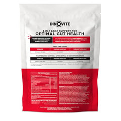 Dinovite 3in1 probiotic label closeup highlighting gut health blend