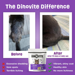 Dinovite cats supplement digestive probiotic showing gut health support.