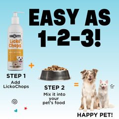 Dinovite Lickochops mixed into pet food during daily meal