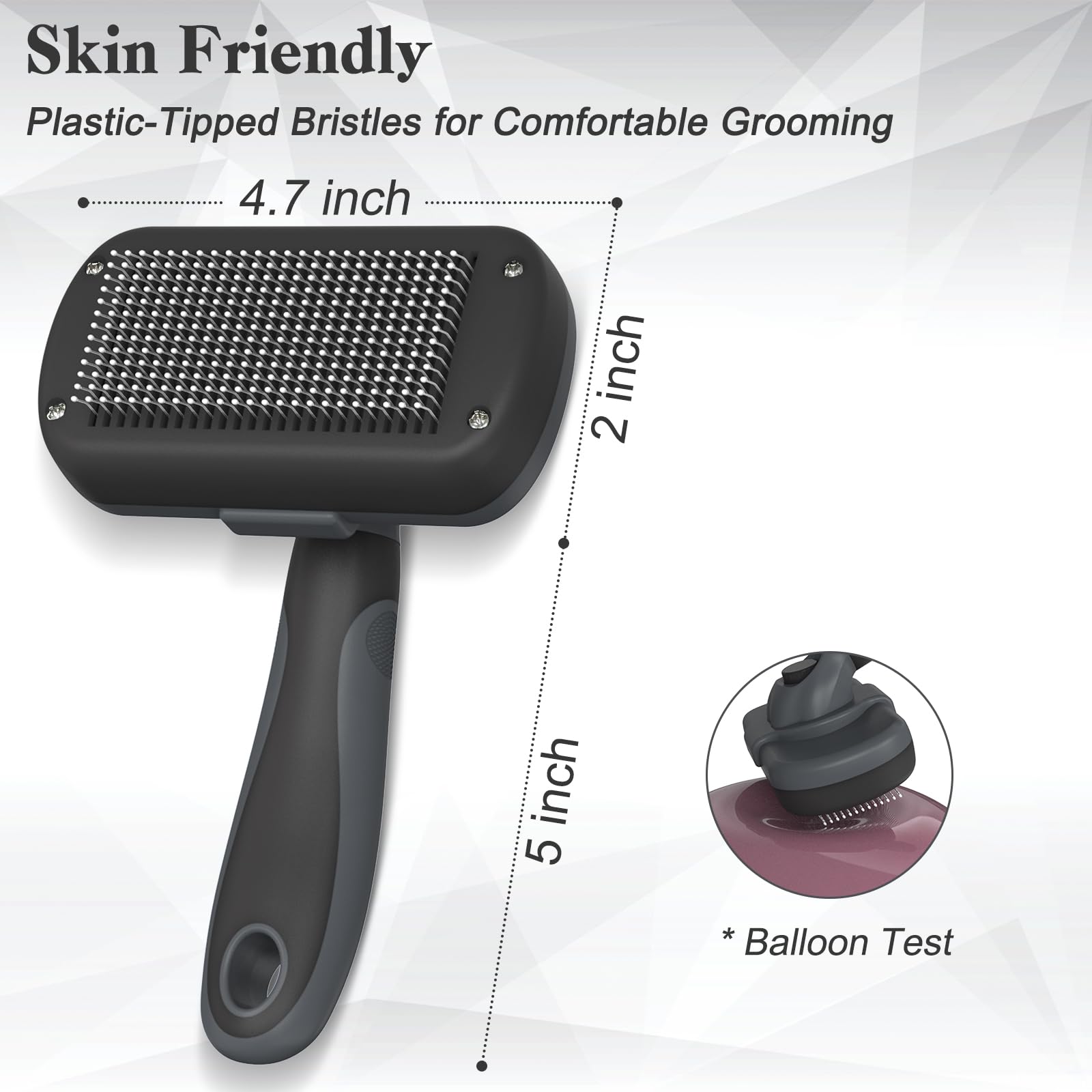 Dipoo deshedding-brush-ergonomic-handle shows comfortable grip during grooming sessions.
