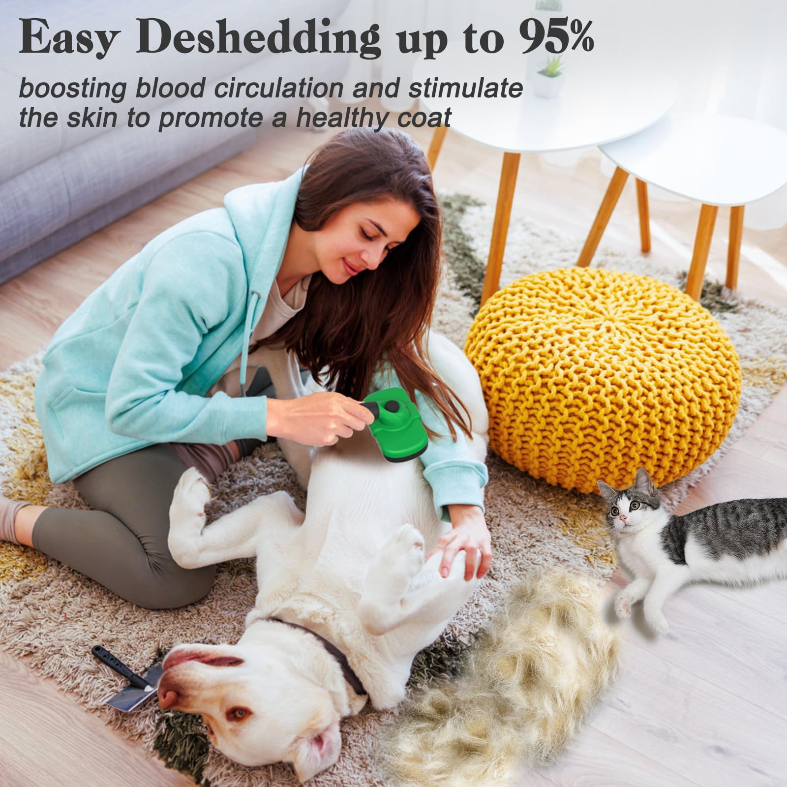 Dipoo ergonomic TPR handle provides comfortable grip during grooming.