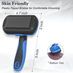 Dipoo self-cleaning brush in use on dogs and cats for versatile grooming.