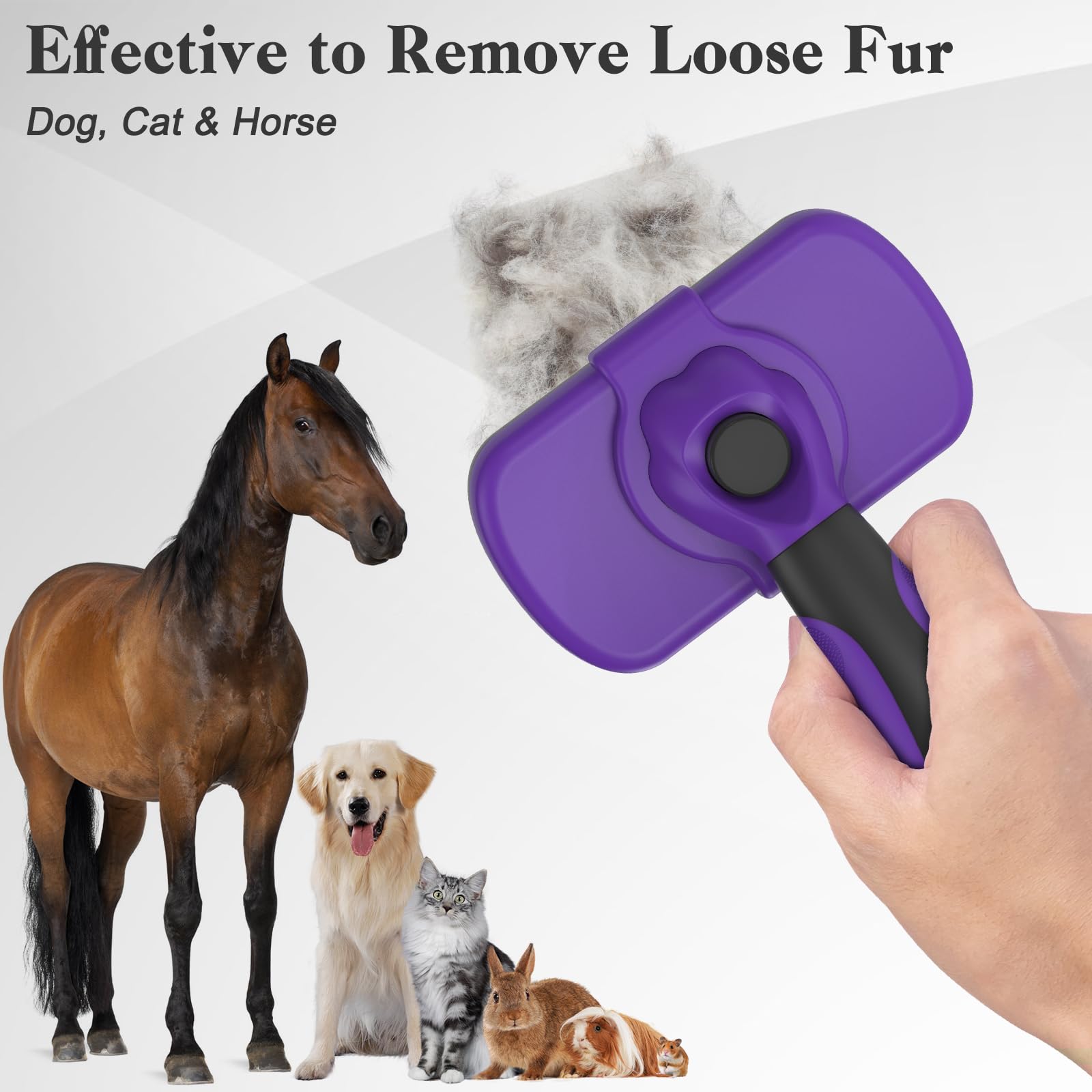 Dipoo brush in use during a home grooming session with pets.