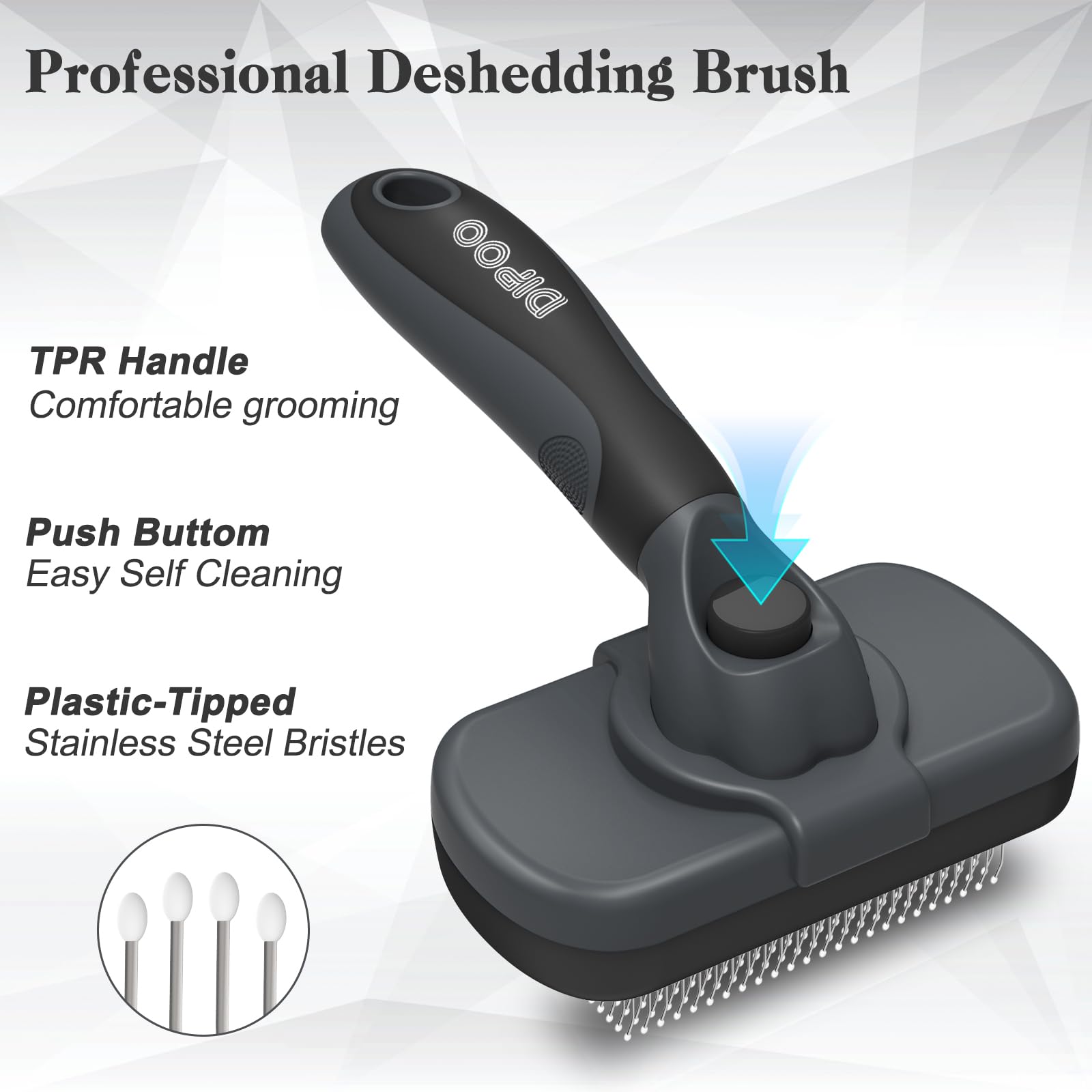 Dipoo brush-cat-side-view shows durable design for long and short-haired pets.