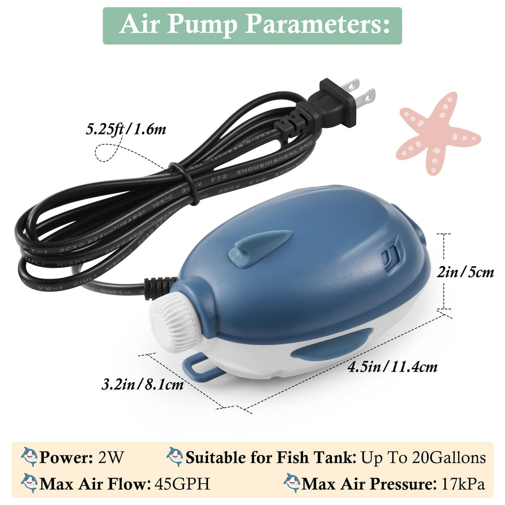 Dirvin 2W Silent air pump side view showing space-saving wall mounting capability.