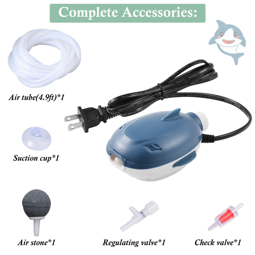 Dirvin 2W Silent air pump top view, adjustable airflow knob for customizable aeration.
