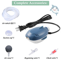 Dirvin 2W Silent air pump top view, adjustable airflow knob for customizable aeration.