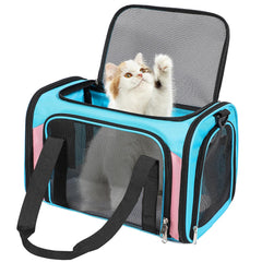Discala cat-dog-carrier blue-pink under-seat design for airline travel