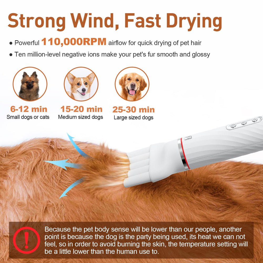 Discala dog dryer slicker brush nozzle demonstrates combined drying and shedding control.