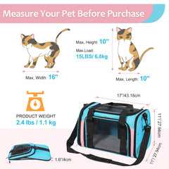 Discala soft-sided-pet-carrier blue-pink close-up pad enhances pet comfort