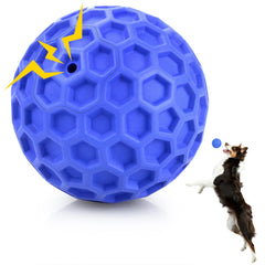DISSKNIC Indestructible Squeaky Dog Ball closeup shows durability for aggressive chewers