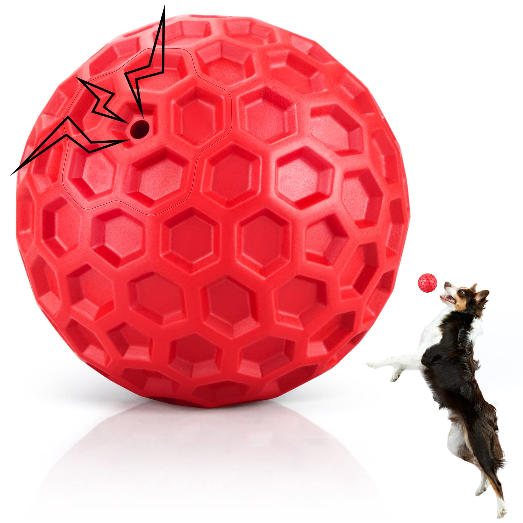 DISSKNIC indestructible squeaky dog ball front view boosts interactive play for aggressive chewers