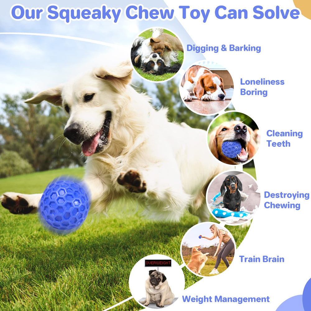 DISSKNIC Indestructible Squeaky Dog Ball designed for large breeds supports robust chewing