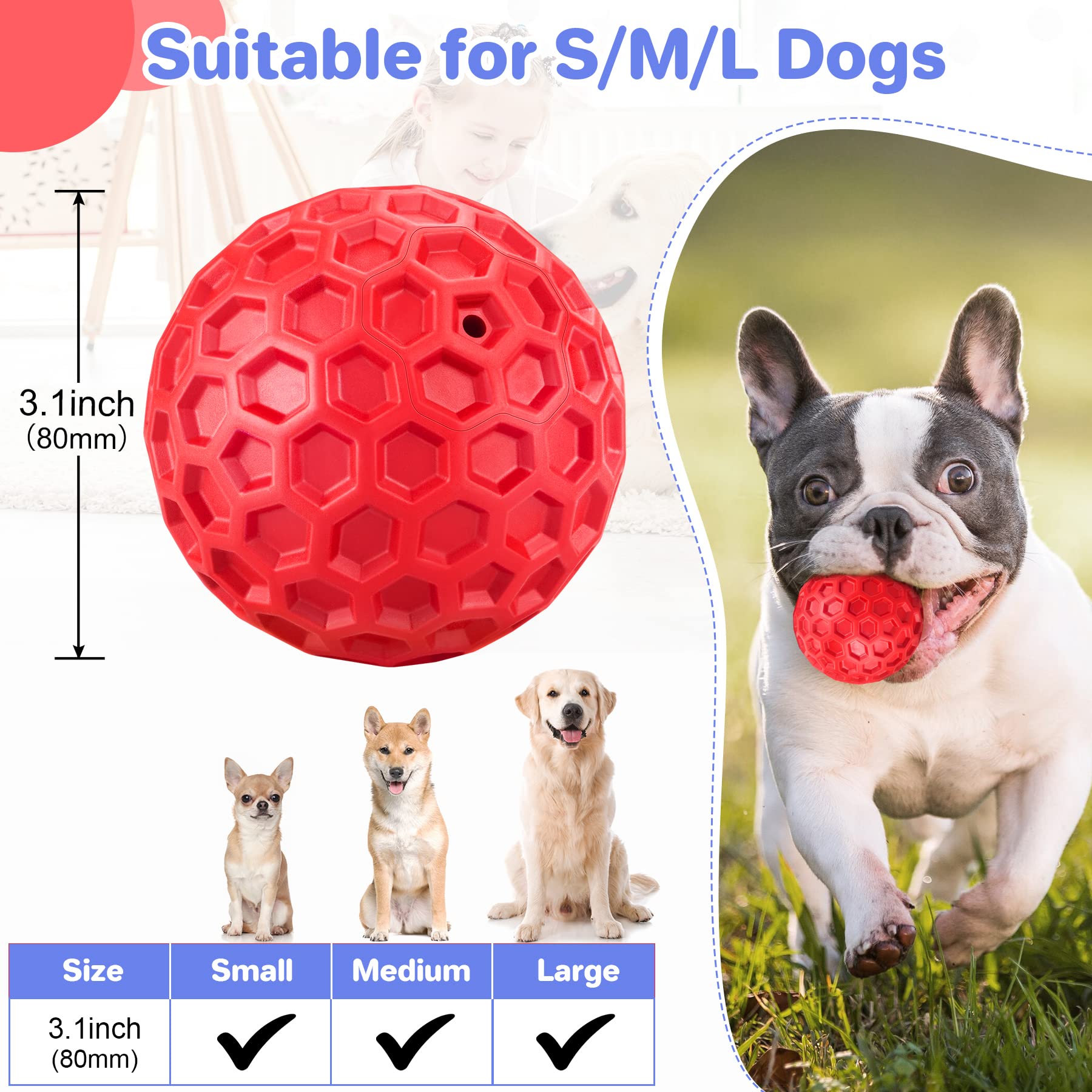 DISSKNIC indestructible squeaky dog ball side view shows durable chew toy for large dogs