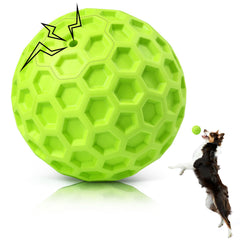 DISSKNIC interactive squeaky ball front view boosts curiosity and mental stimulation during play
