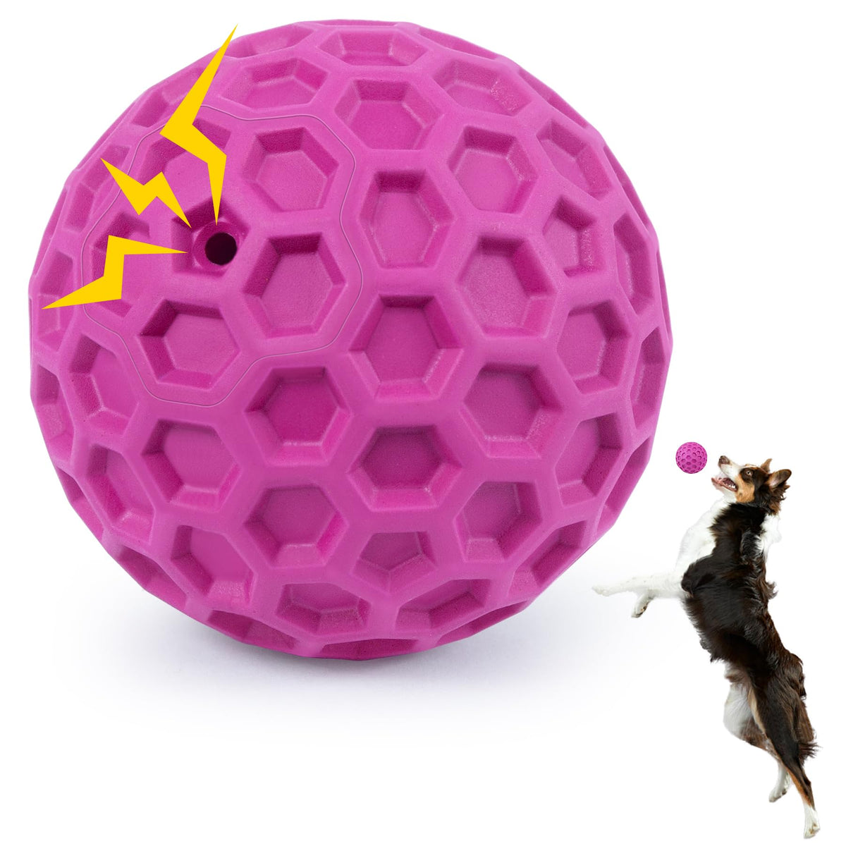 DISSKNIC interactive squeaky dog ball close-up texture boosts curiosity and play