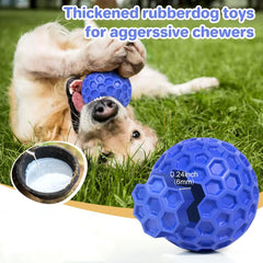 DISSKNIC tough squeaky dog balls closeup shows honeycomb texture for engaging teething sessions