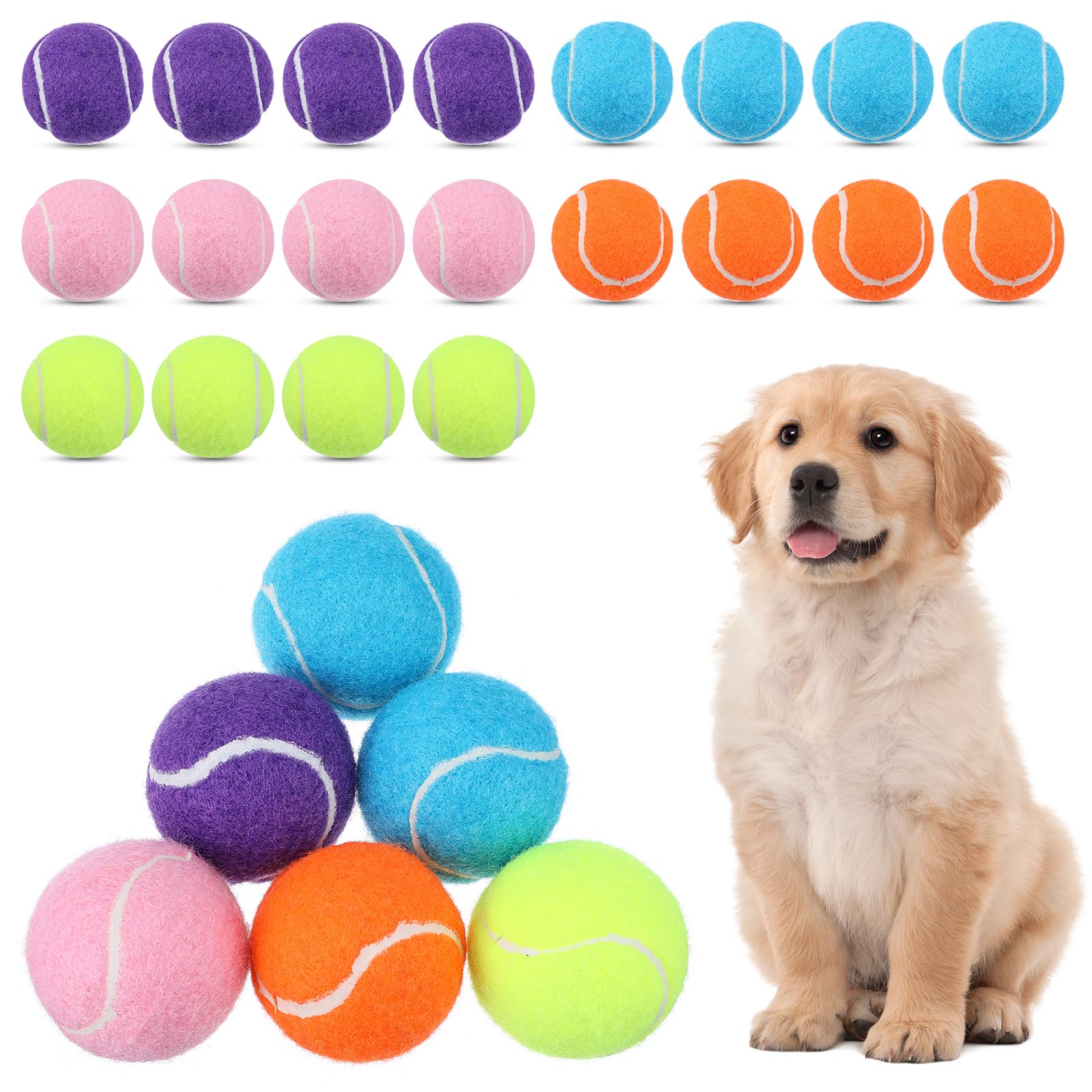 DIVINA VITAE colorful 20-pack dog tennis balls for fetch and play