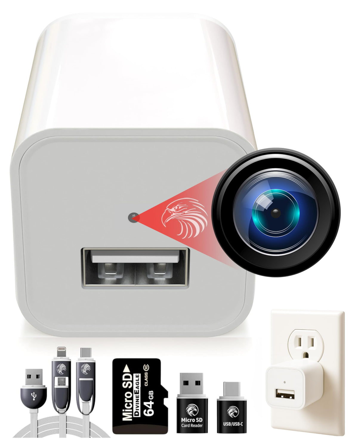 DIVINEEAGLE Dome Cam front view demonstrates crisp 1080p indoor monitoring.