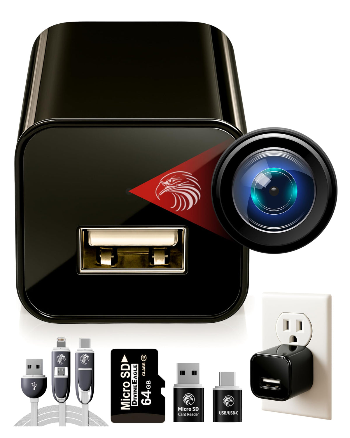 DIVINEEAGLE 1080p Dome Cam front view for compact, discreet home monitoring.