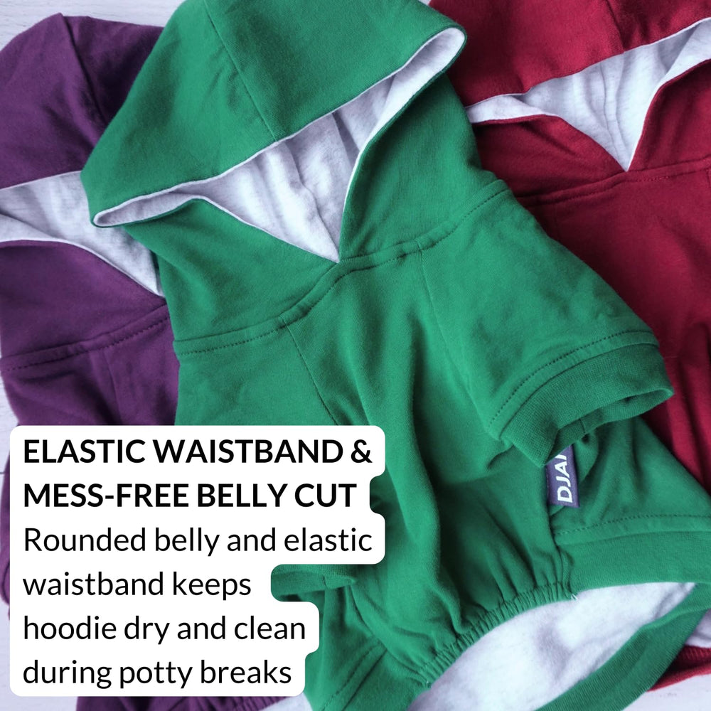 DJANGO dog hoodie stretchy cotton-blend fabric for secure, comfortable movement